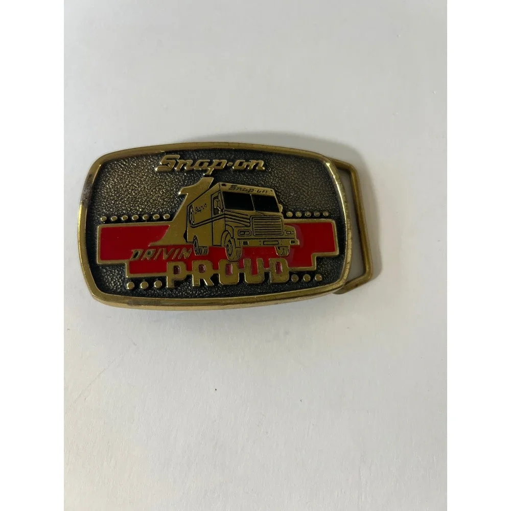 Snap On‎ Drivin Proud Limited Edition Brass Belt Buckle 1989 SSX-1313 USA 3